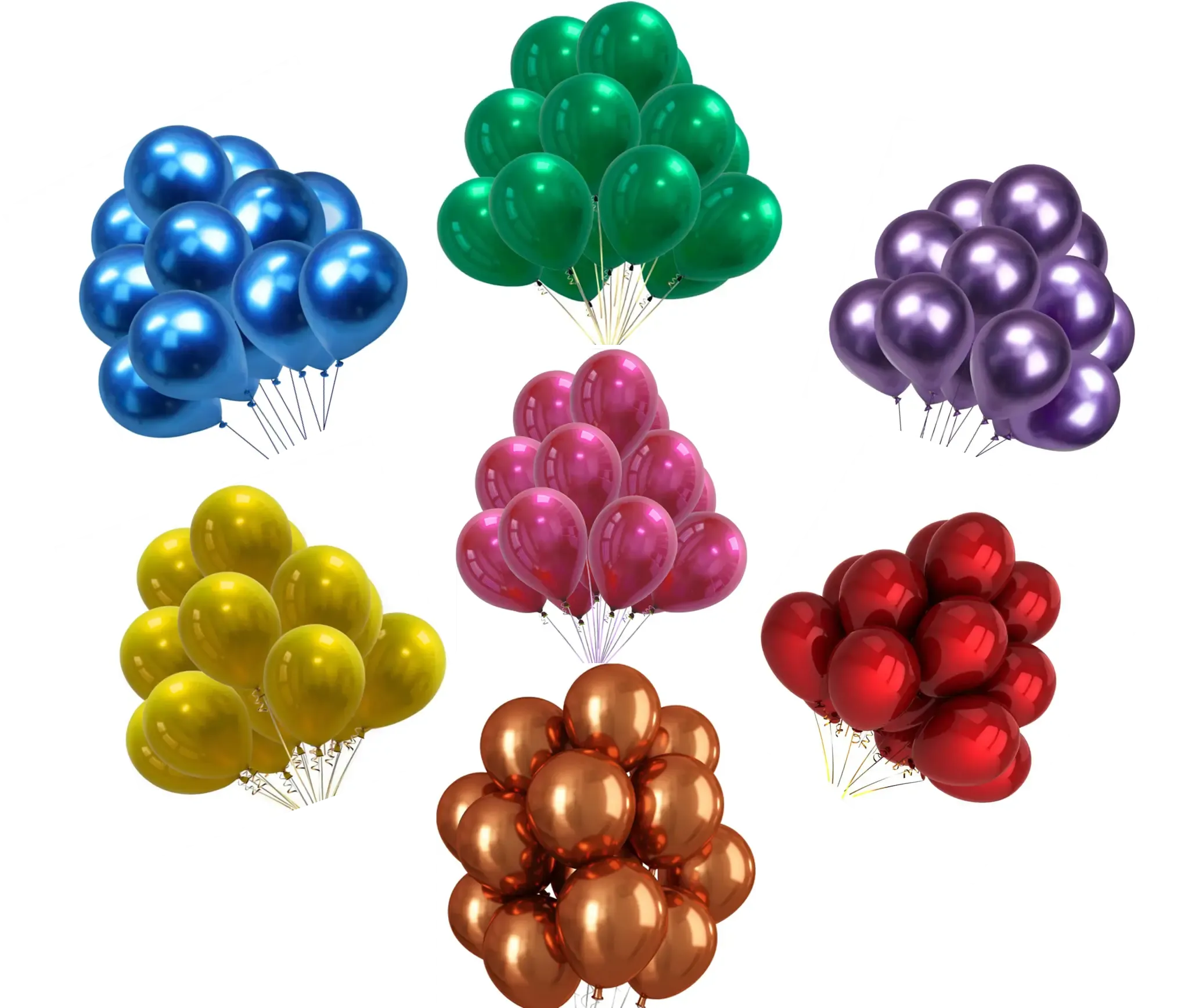 12" Helium Grade Metallic Balloons - 100/Bag