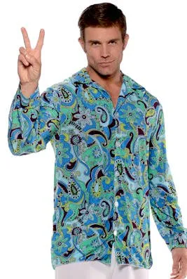 1970s Groovy Hippie Plus Size Mens Costume Shirt