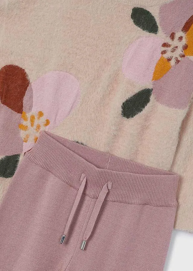 2 Piece Girls Flower Sweater & Pants