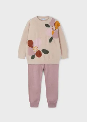 2 Piece Girls Flower Sweater & Pants