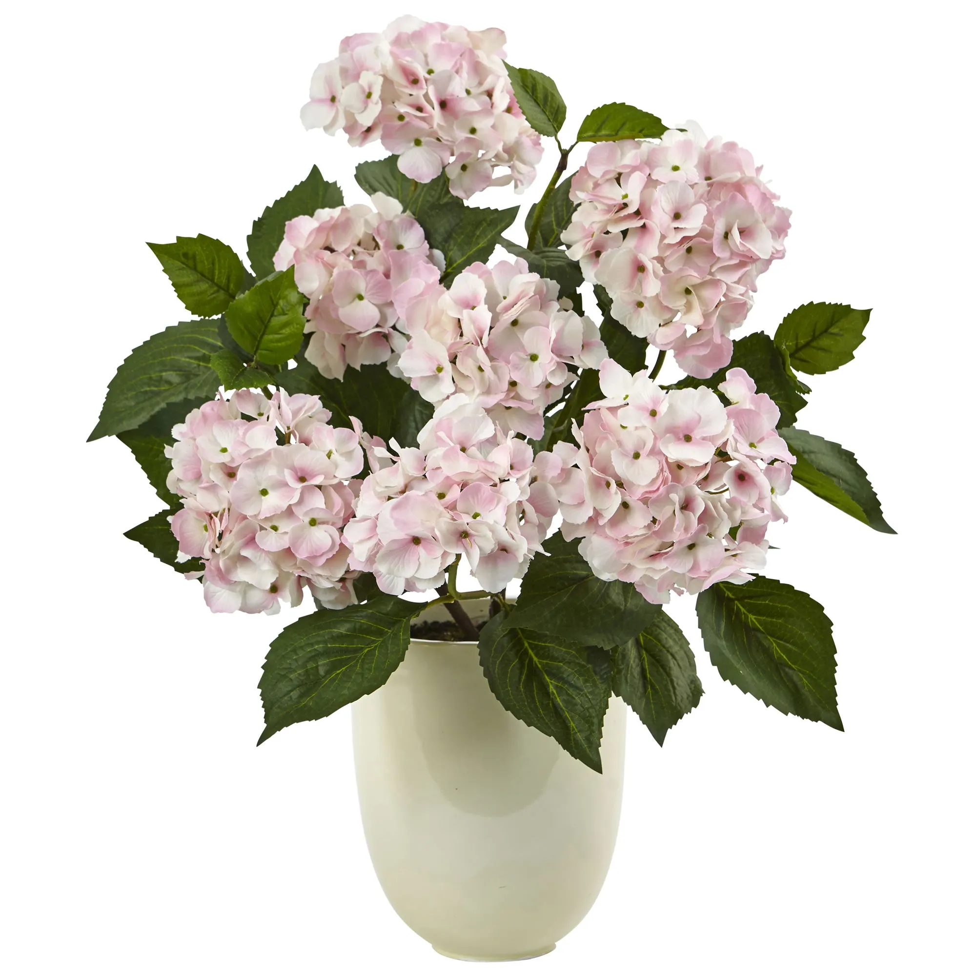 22" Artificial Hydrangea with White Planter - Low Maintenance, Life-Like & Vibrant Silk Flowers For Busy People.