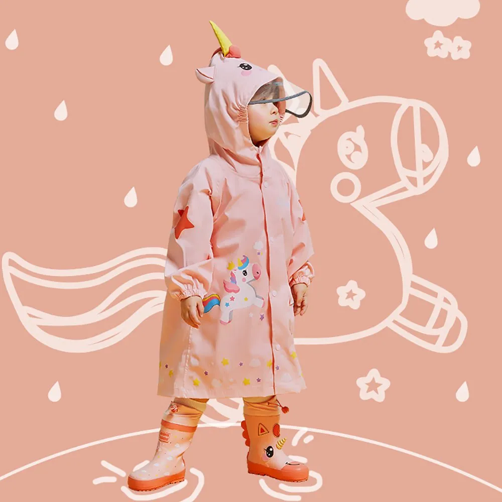 3D Peach Unicorn Kids Raincoat