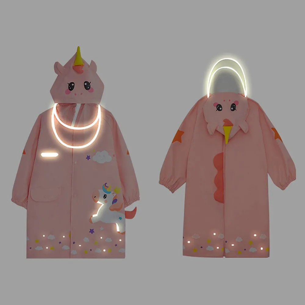 3D Peach Unicorn Kids Raincoat