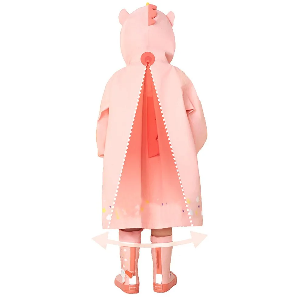 3D Peach Unicorn Kids Raincoat