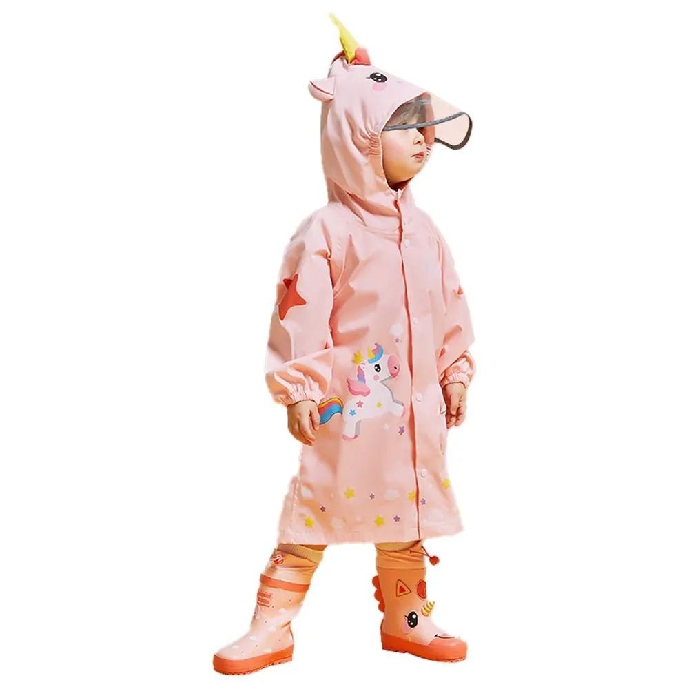 3D Peach Unicorn Kids Raincoat