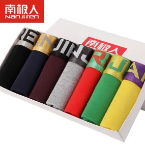 7Pcs/lot Brand New Sexy Super Large Size Mens Underwear U Convex boxer short soft Luxury Breathable Belt Shorts L~6XL Gift Box