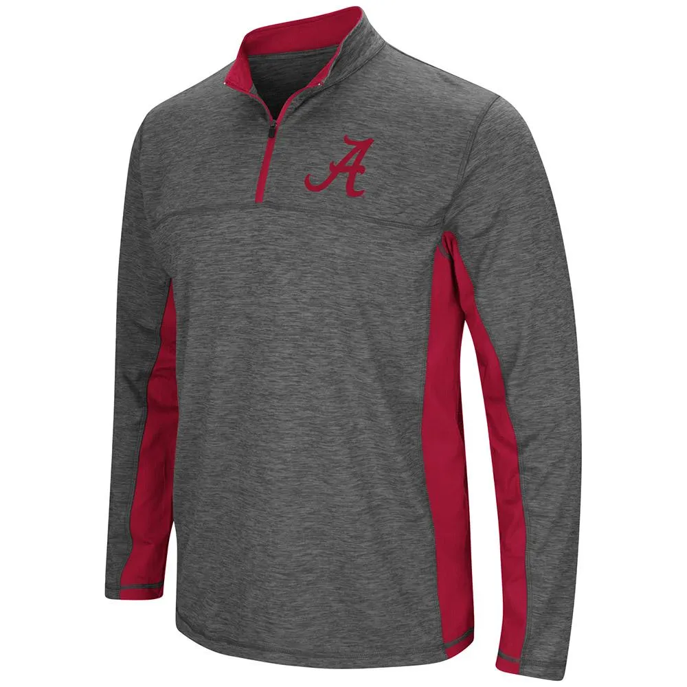 Alabama Crimson Tide Colosseum Charcoal Gray & Red Milton 1/4 Zip LS Windshirt