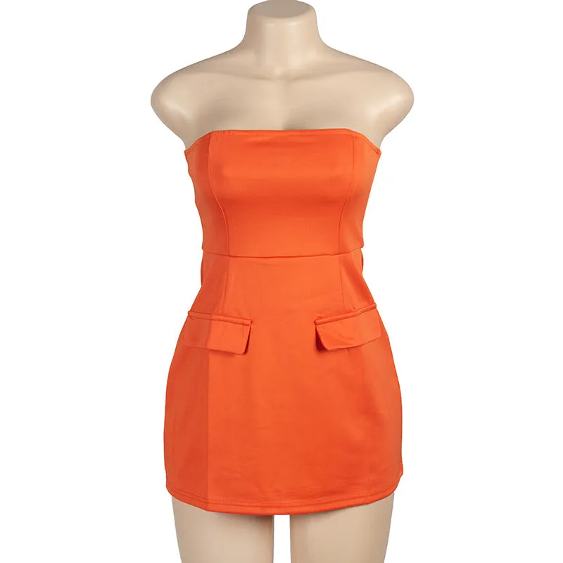 Amozae avant garde dress to impress A176ds Summer New Solid Color Sleeveless Sexy Tube Top Slim High Waist Short Dress