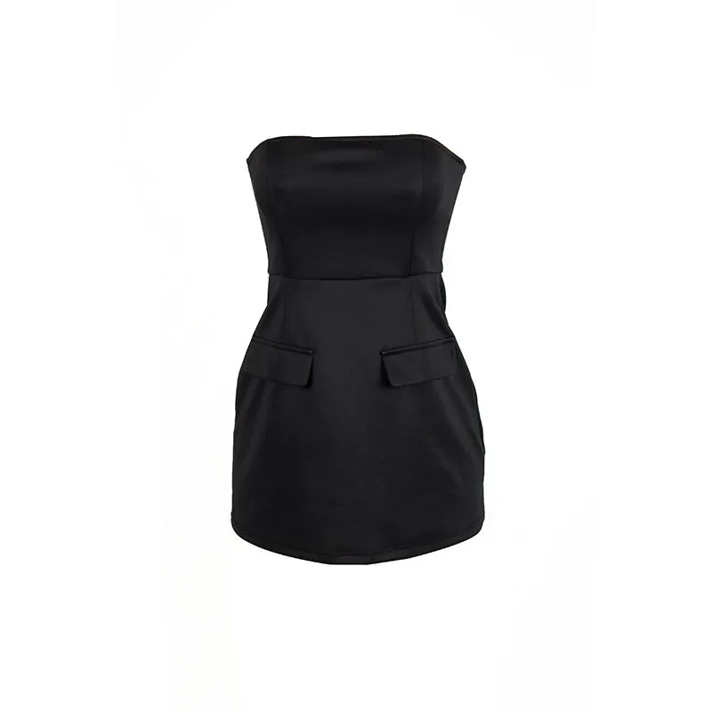 Amozae avant garde dress to impress A176ds Summer New Solid Color Sleeveless Sexy Tube Top Slim High Waist Short Dress