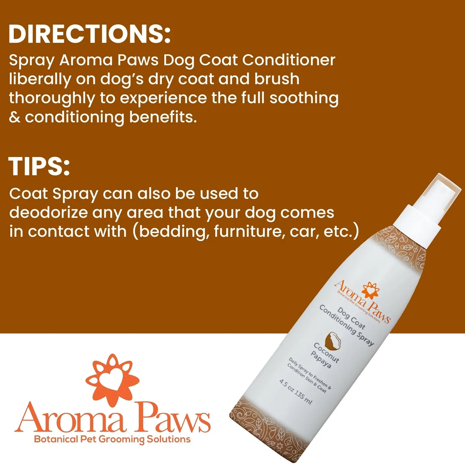 Aroma Paws Dog Coat Spray Coconut Papaya 4.5 oz.