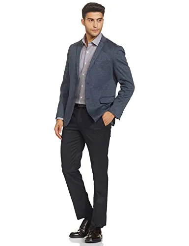 Arrow Regular Men's Solid Blue Tailored Fit Polyester Formal Trouser (ARADOTR2234_Navy_34)