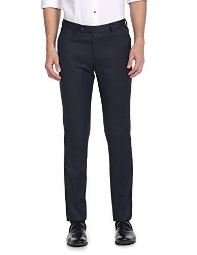 Arrow Regular Men's Solid Blue Tailored Fit Polyester Formal Trouser (ARCBOTR0005_Navy_34)