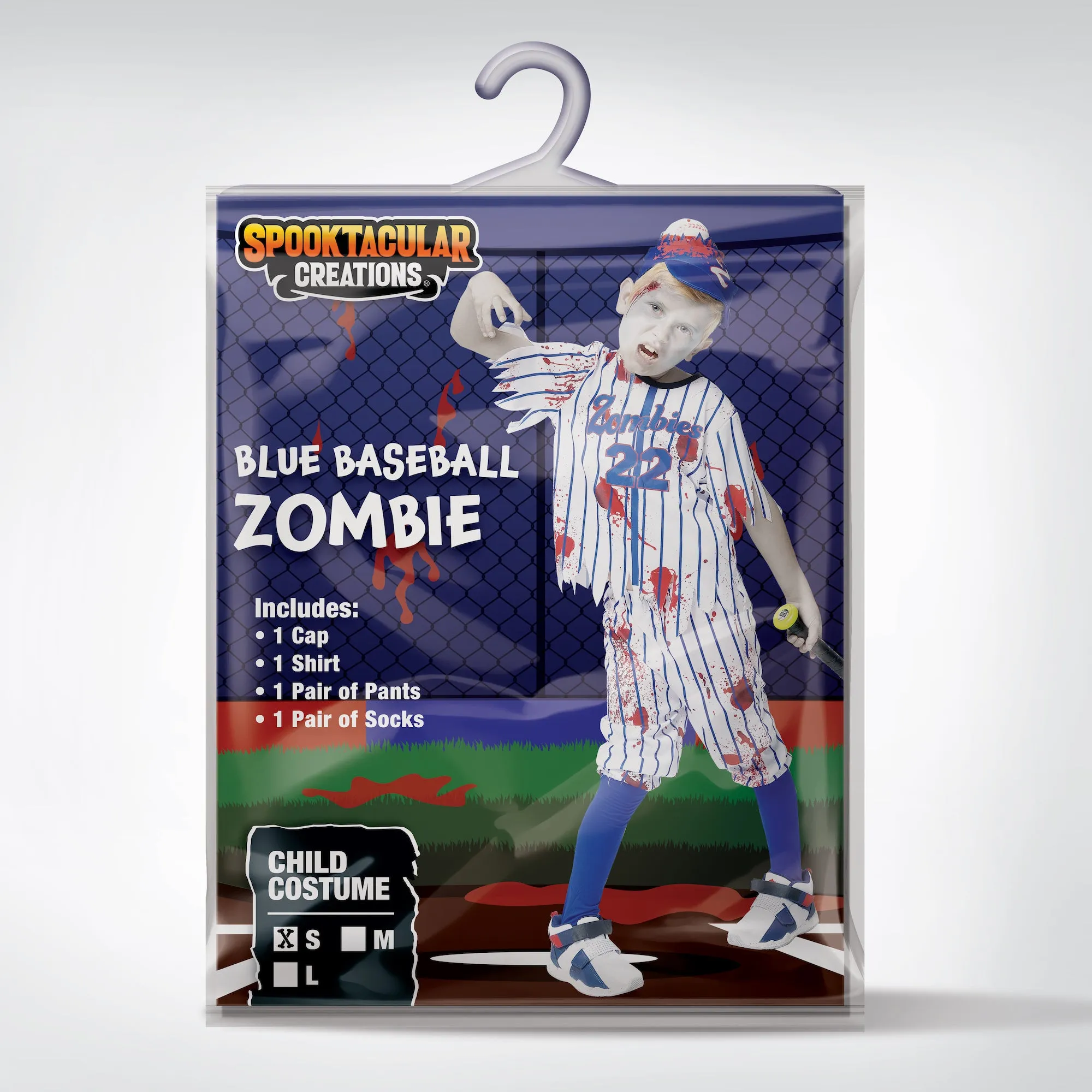 Baseball Zombie Costume, Blue - Child