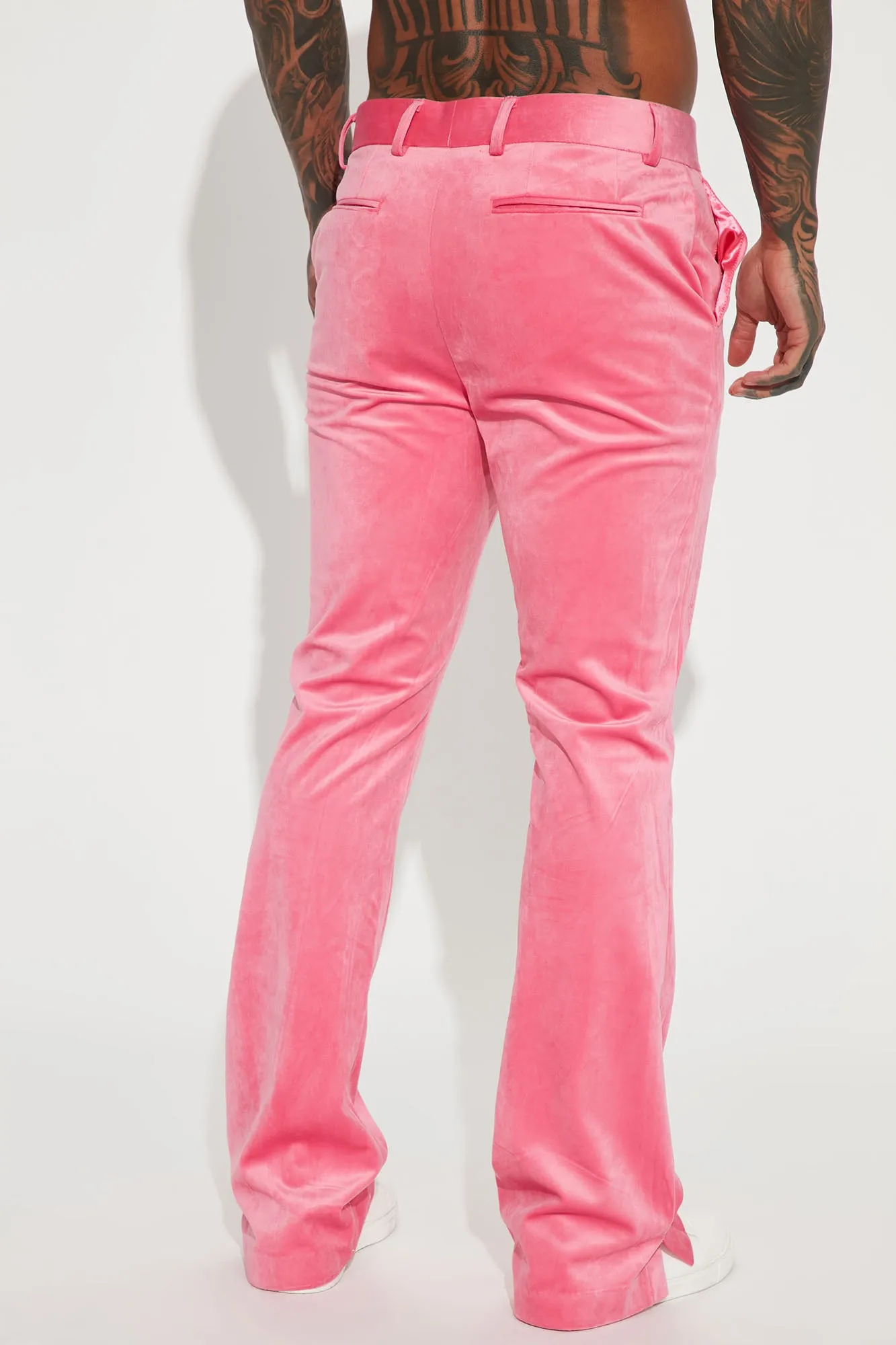 Big Time Luxe Slim Flare Velvet Slit Trouser - Hot Pink