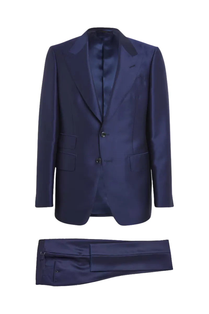 Biue Regular fit 2-Piece 2 Button Suit