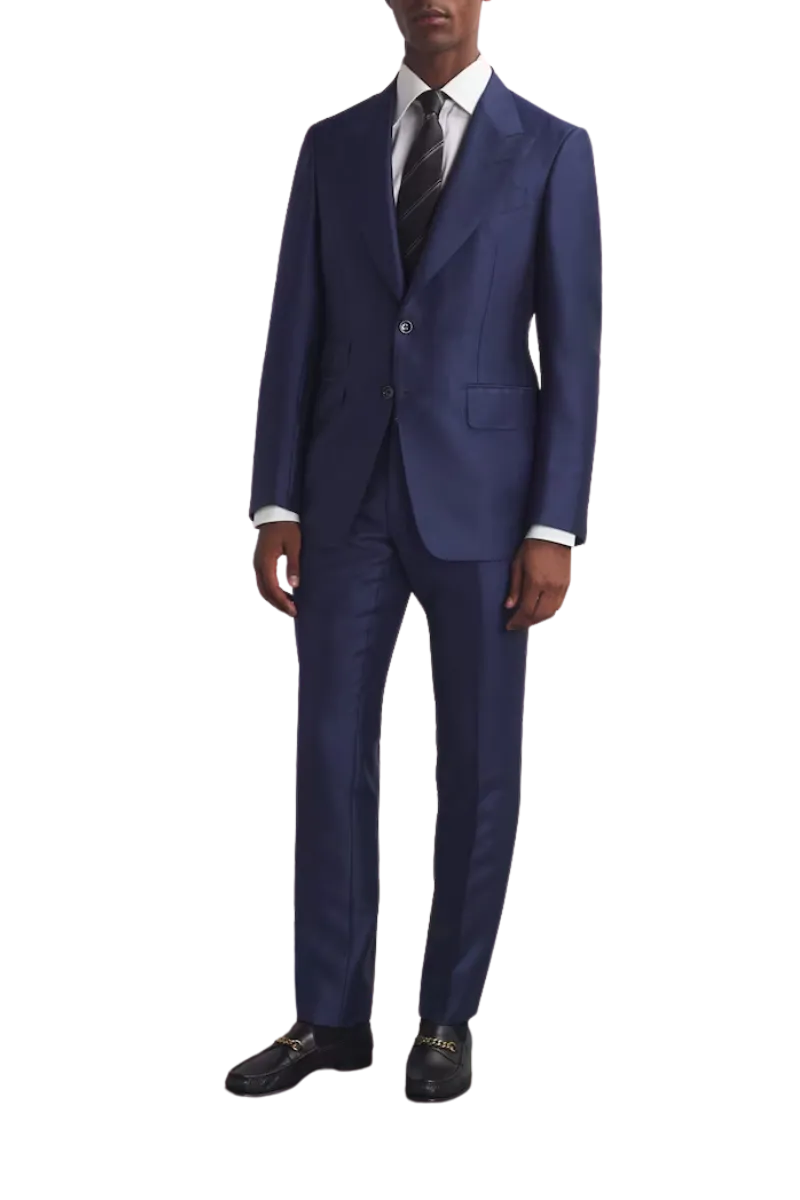 Biue Regular fit 2-Piece 2 Button Suit