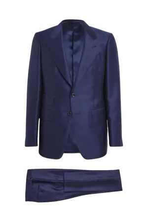 Biue Regular fit 2-Piece 2 Button Suit