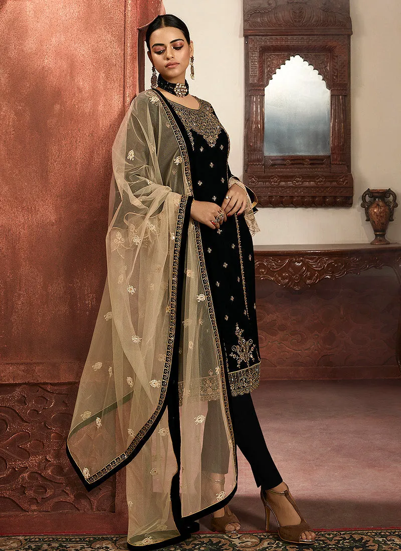 Black And Golden Embroidered Lehenga/Pant Suit