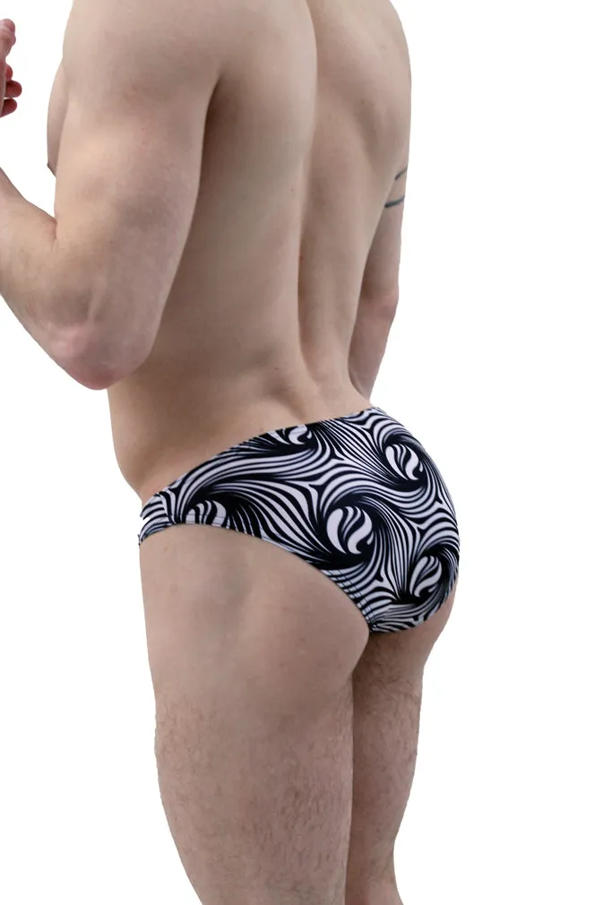 Black and White Swirl Mens Bikini Underwear