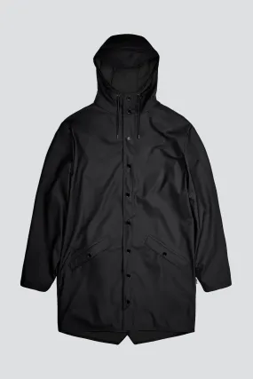 Black Hooded Rain Long Jacket