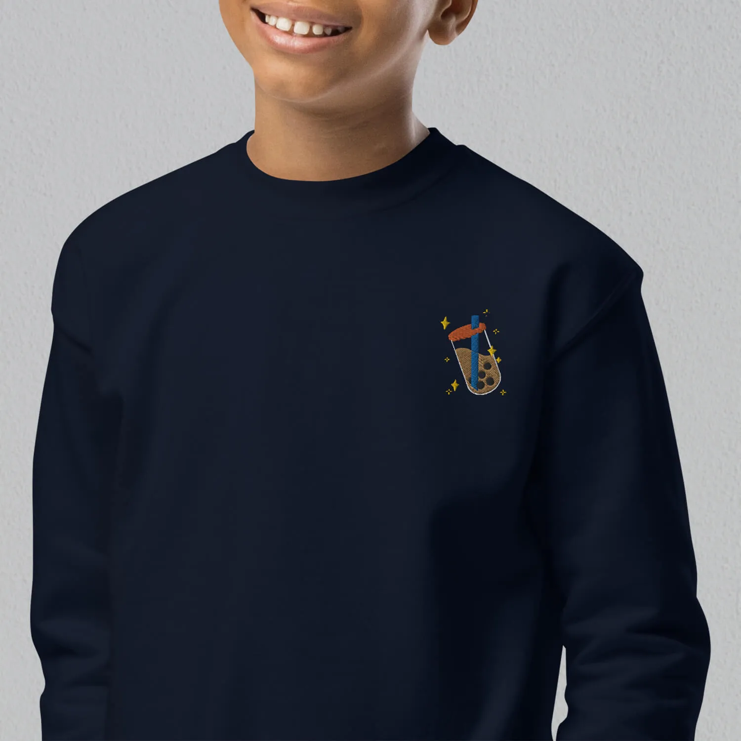 Boba Bliss Embroidered Kids Sweatshirt