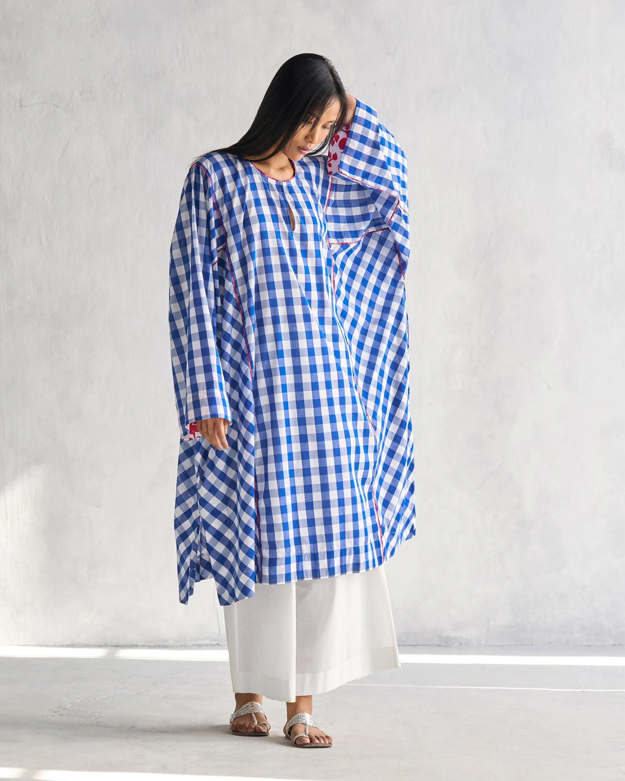 Boxy Pheran - Blue & White