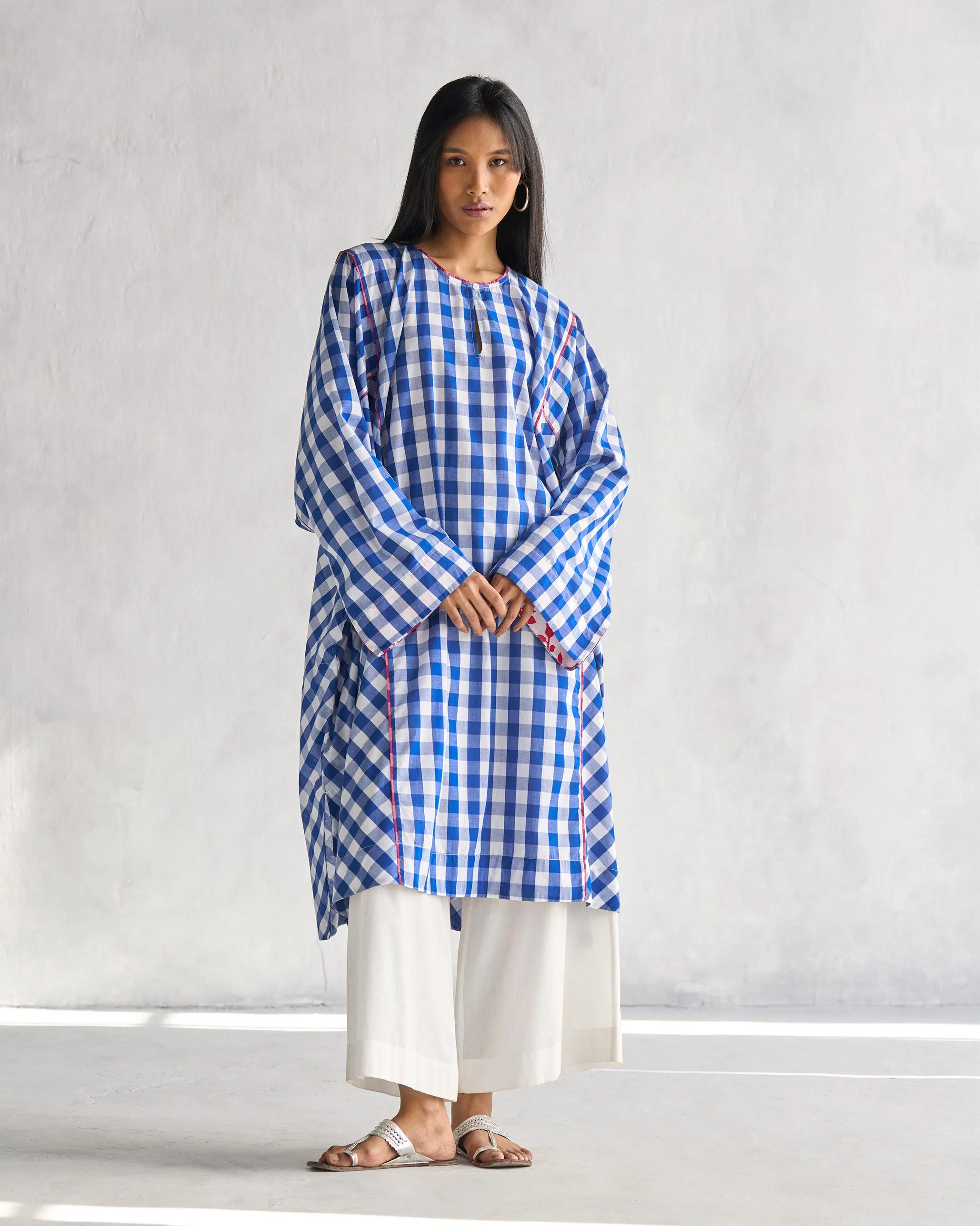 Boxy Pheran - Blue & White