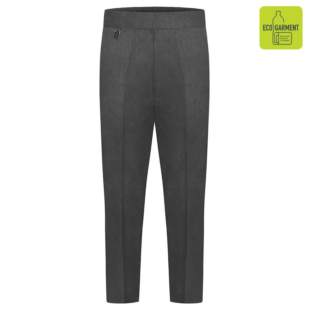 Boys Elastic Back Pull Up Grey Trousers by Zeco