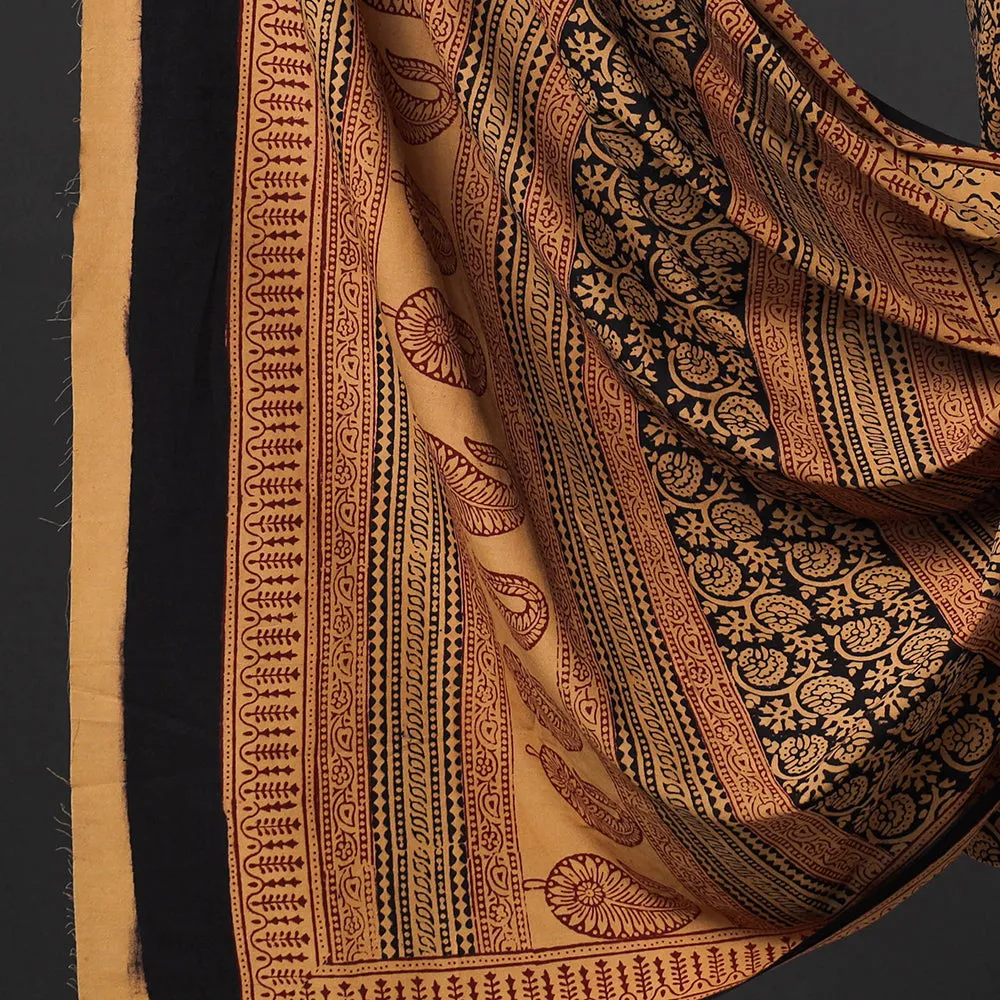 Brown - 3pc Bagh Block Printed Natural Dyed Cotton Suit Material Set 09