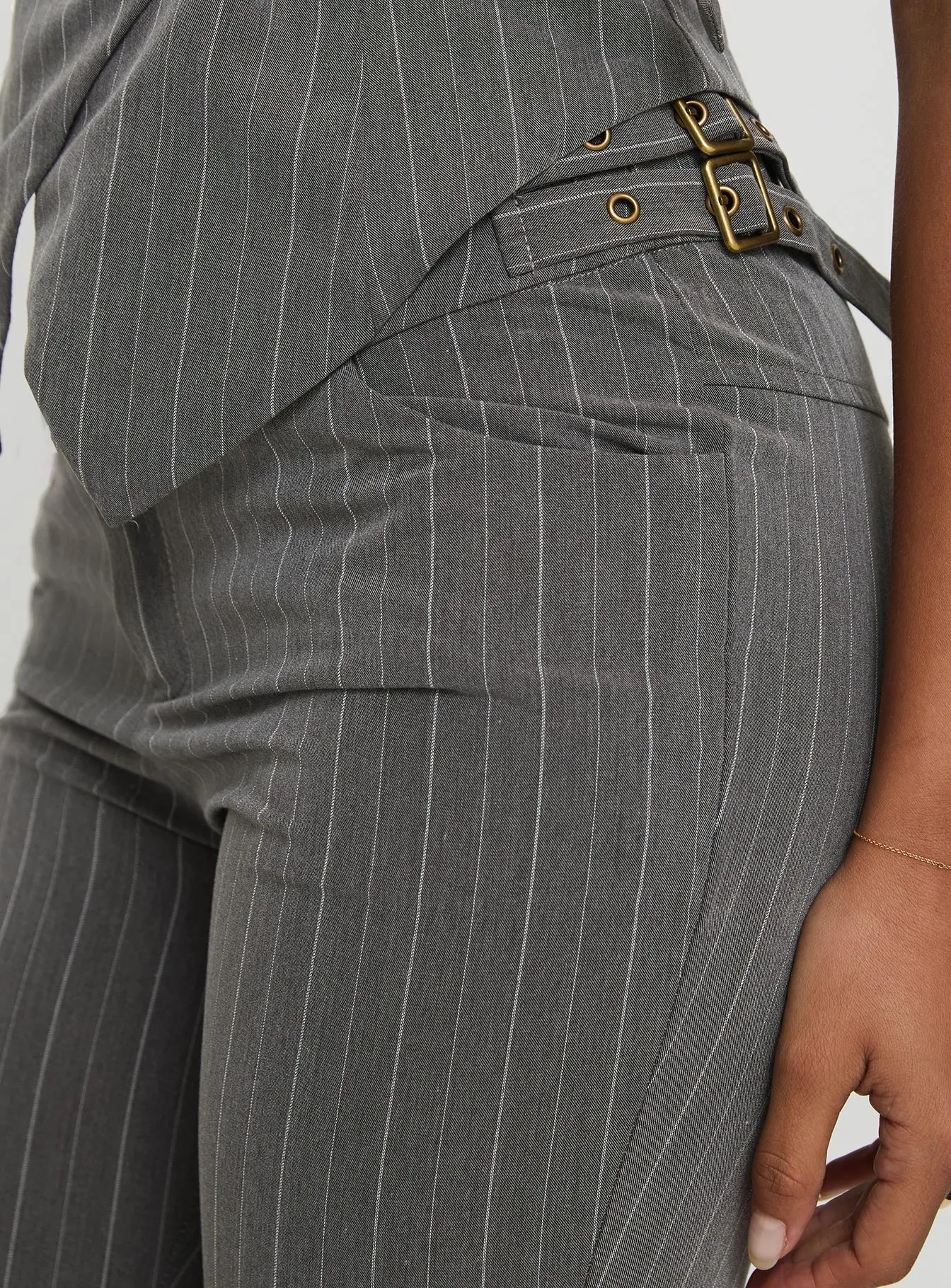 Calexico Buckle Pant Grey Pinstripe