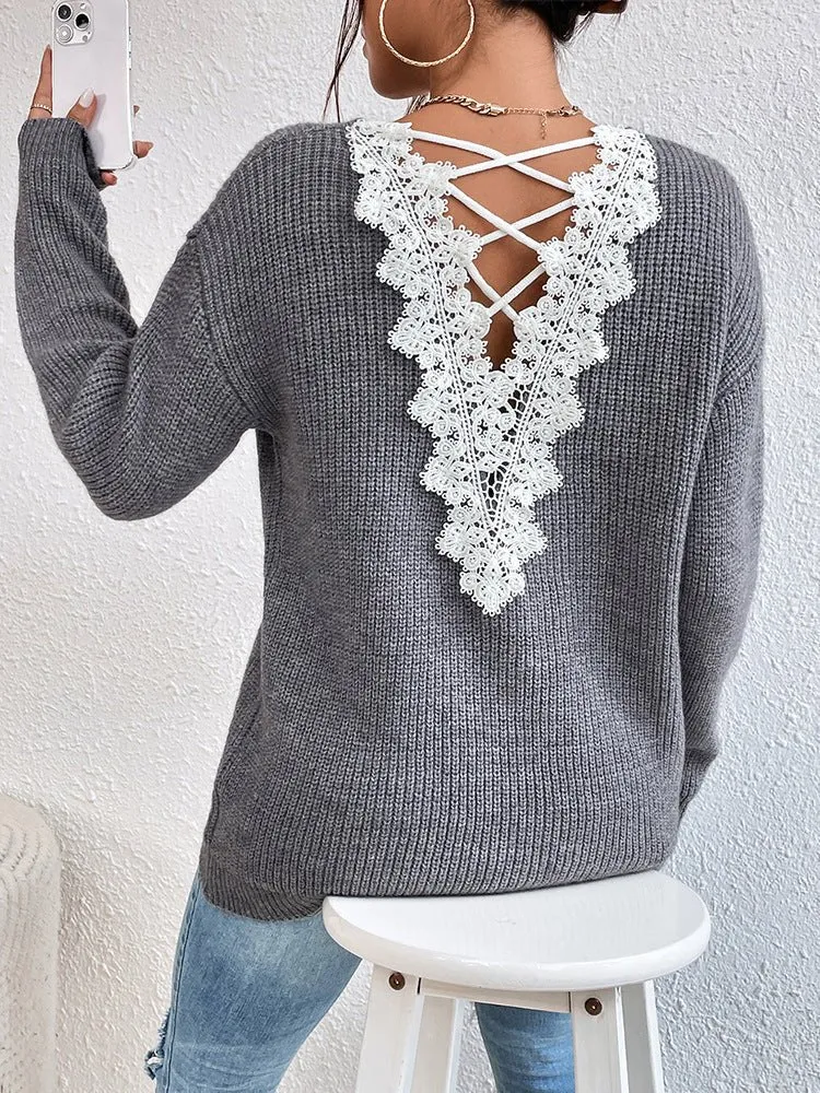 Carly Lace Back Wool Jumper