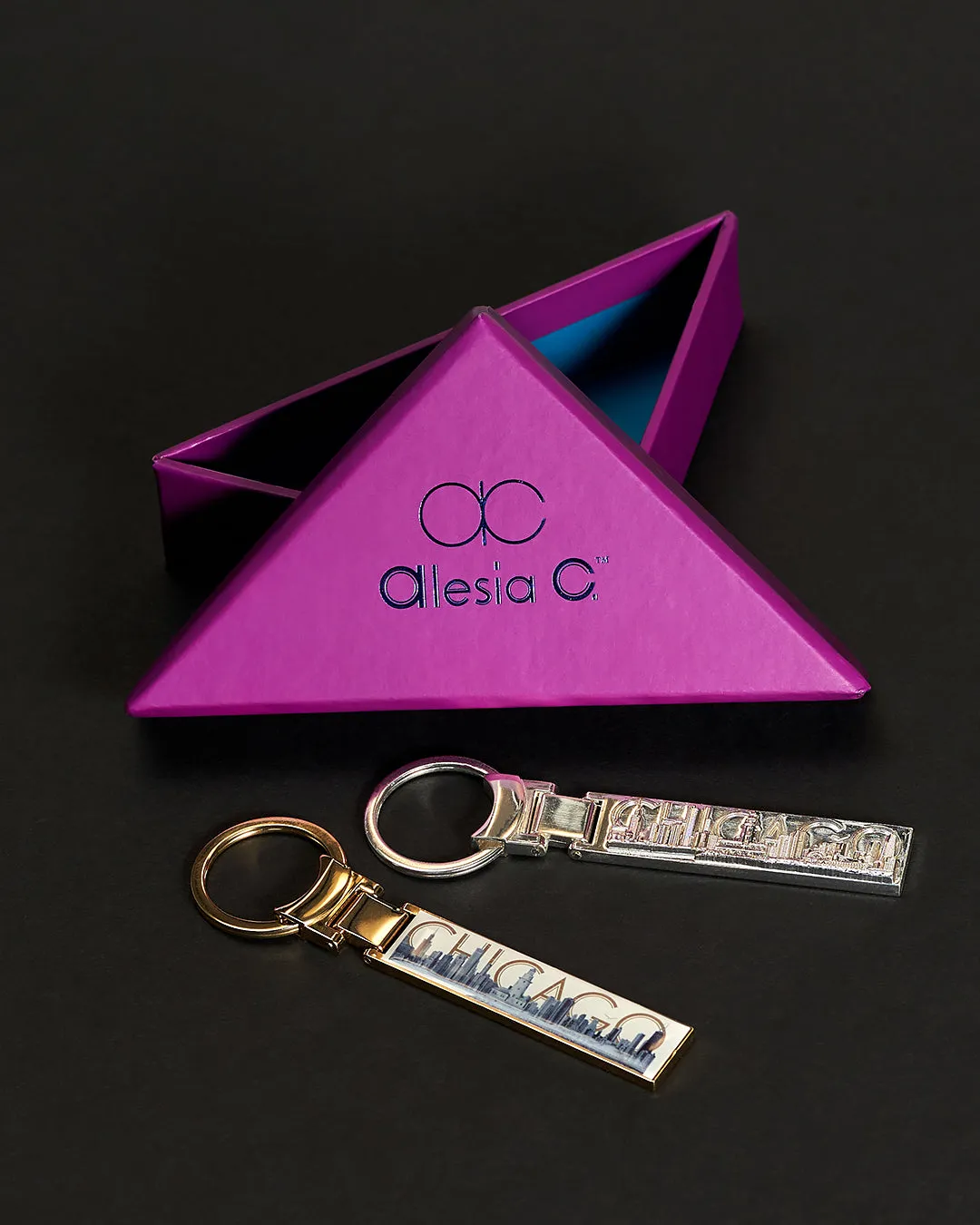 CHICAGO Skyline 3D Raised Metal Key Chain Ring