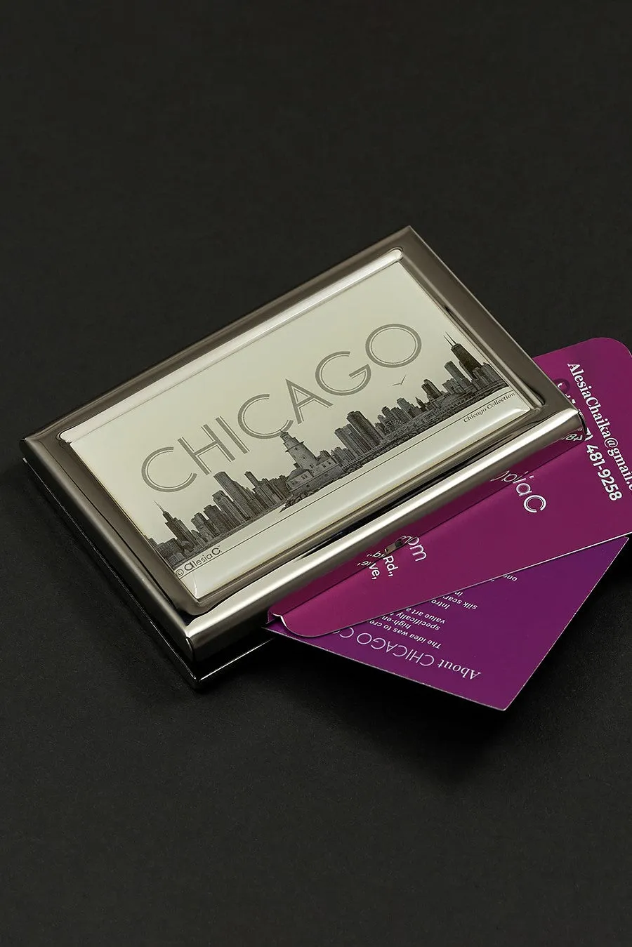 CHICAGO Skyline RFID Blocking Stainless Steel Credit Card Wallet