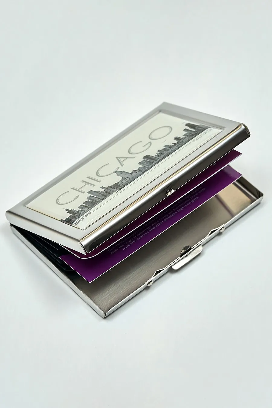 CHICAGO Skyline RFID Blocking Stainless Steel Credit Card Wallet