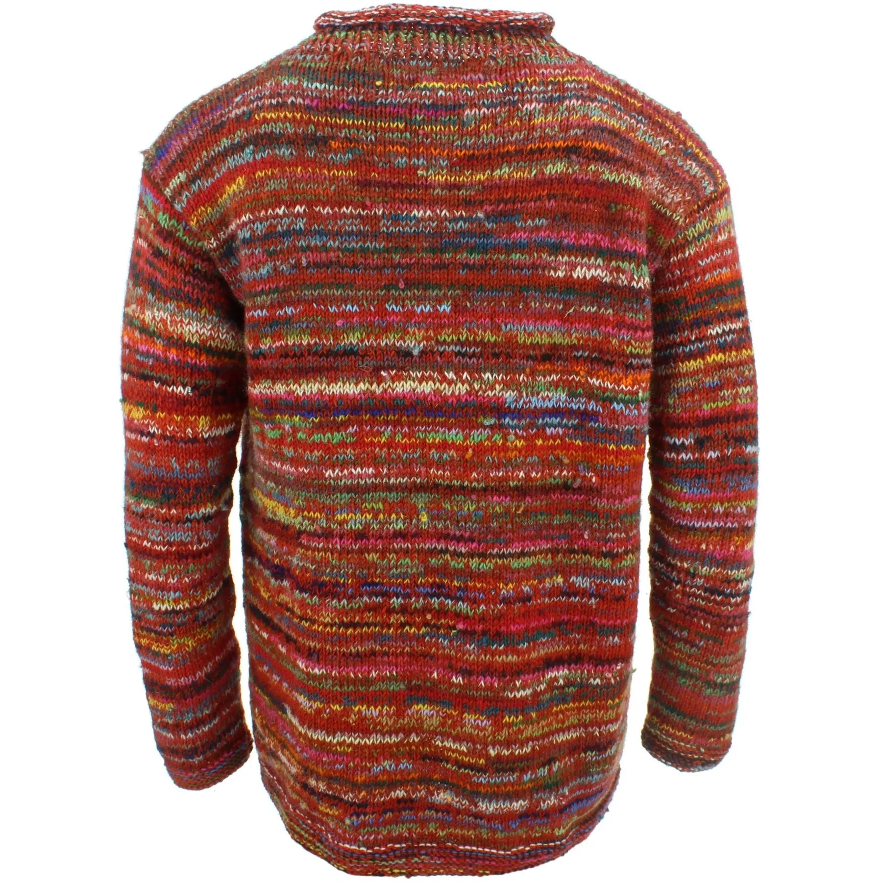 Chunky Wool Knit Space Dye Jumper - Crimson Red