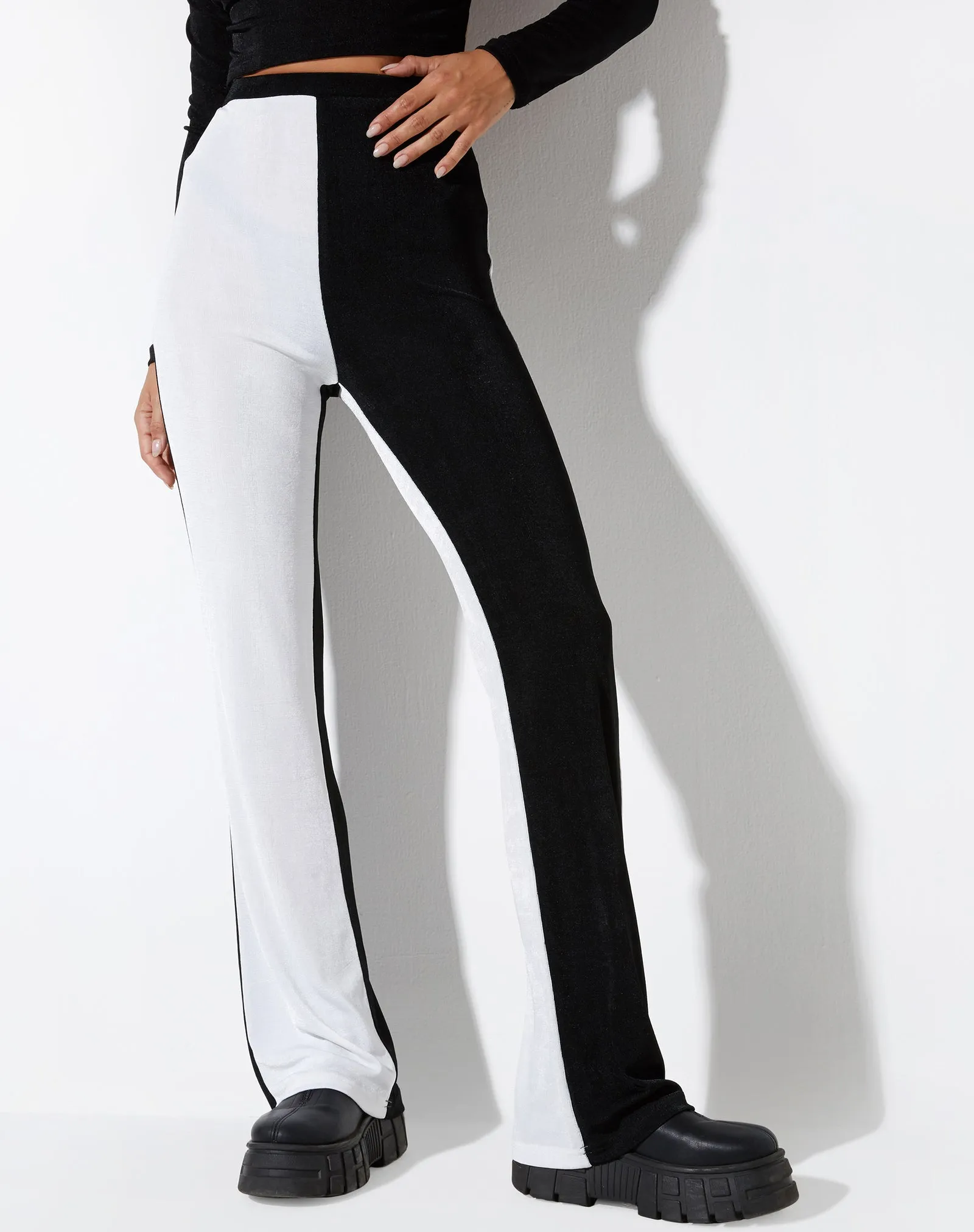 Color Block Trouser In Lycra Black & White