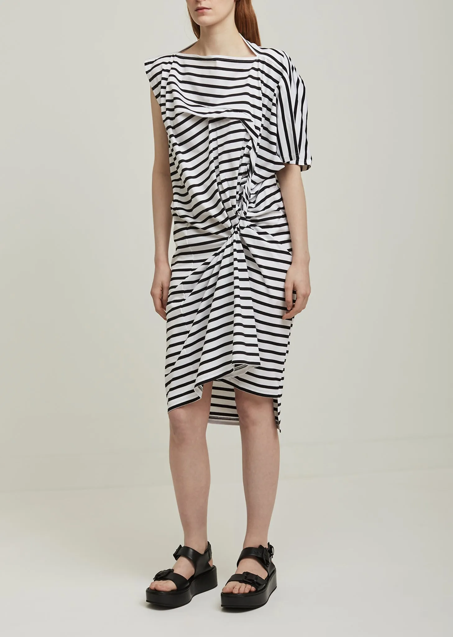 Cotton Jersey Horizontal Stripe Dress