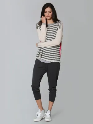 Cozy Striped Crew - White