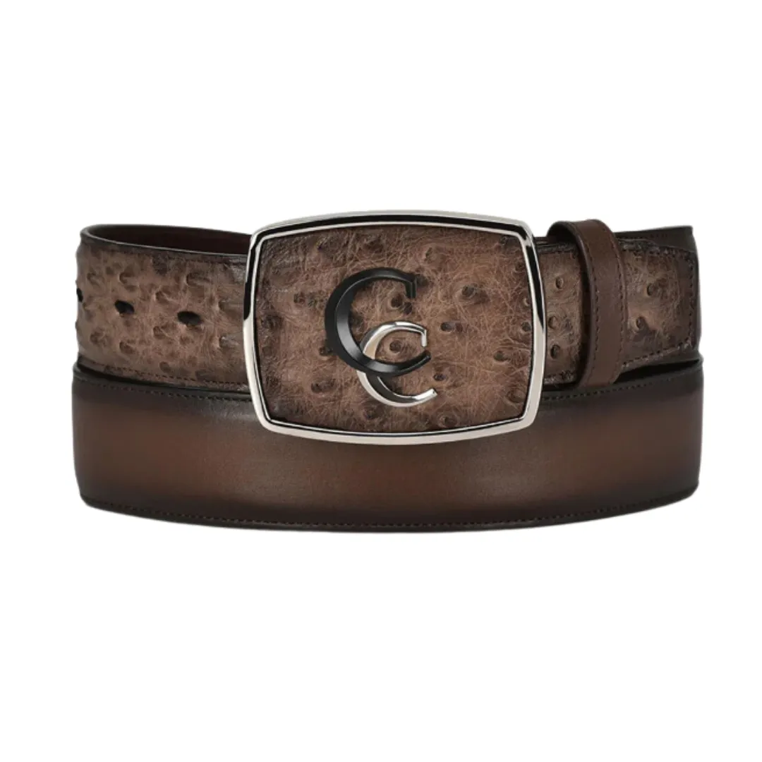 Cuadra BC321 MN Brown Ostrich Exotic Strip Belt