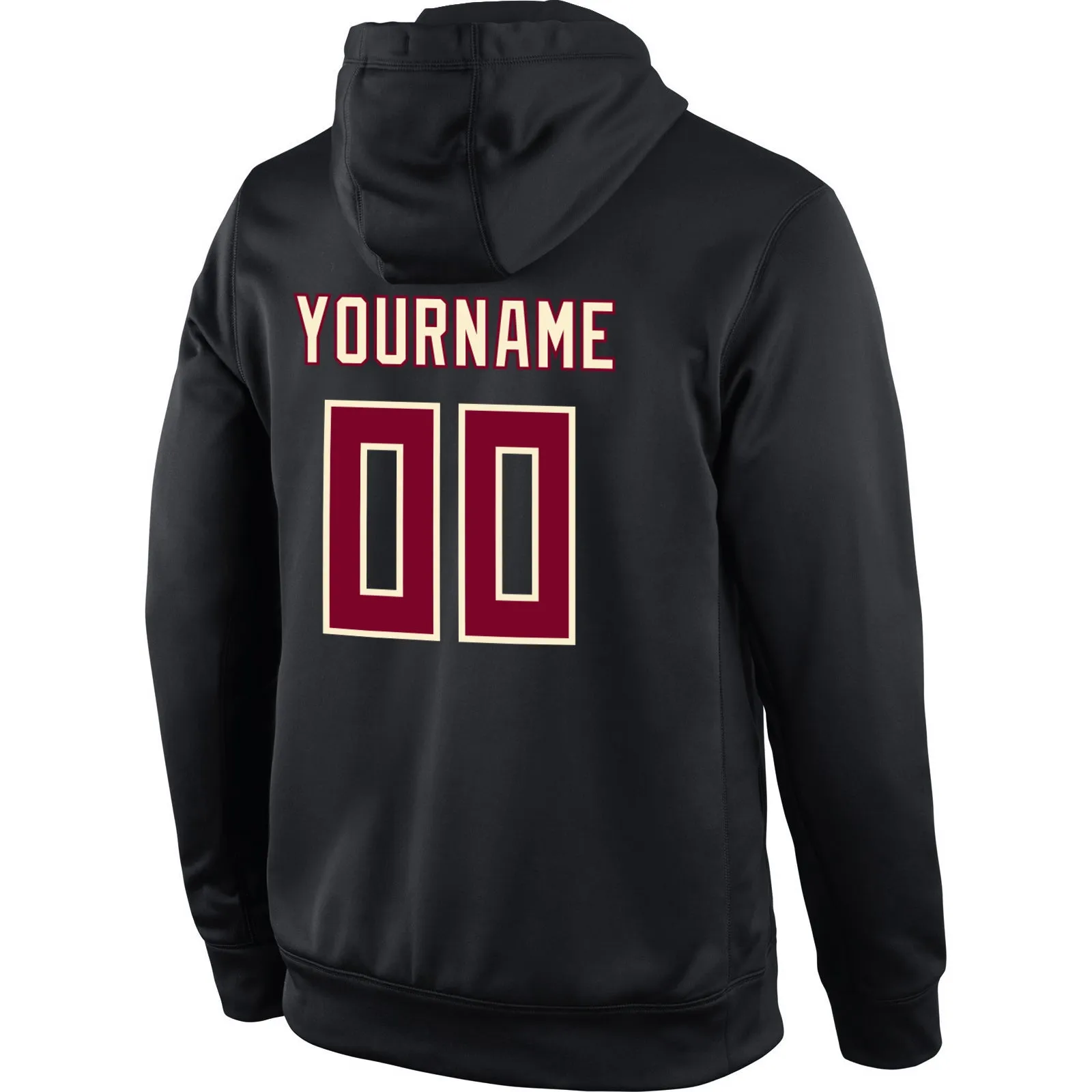 Custom Stitched Black Crimson-Cream Sports Pullover Sweatshirt Hoodie