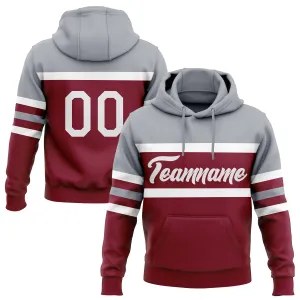 Custom Stitched Crimson White-Gray Line Sports Pullover Sweatshirt Hoodie