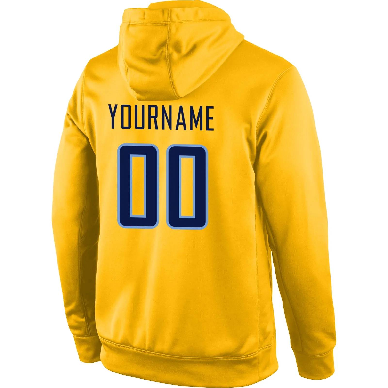 Custom Stitched Gold Navy-Light Blue Sports Pullover Sweatshirt Hoodie