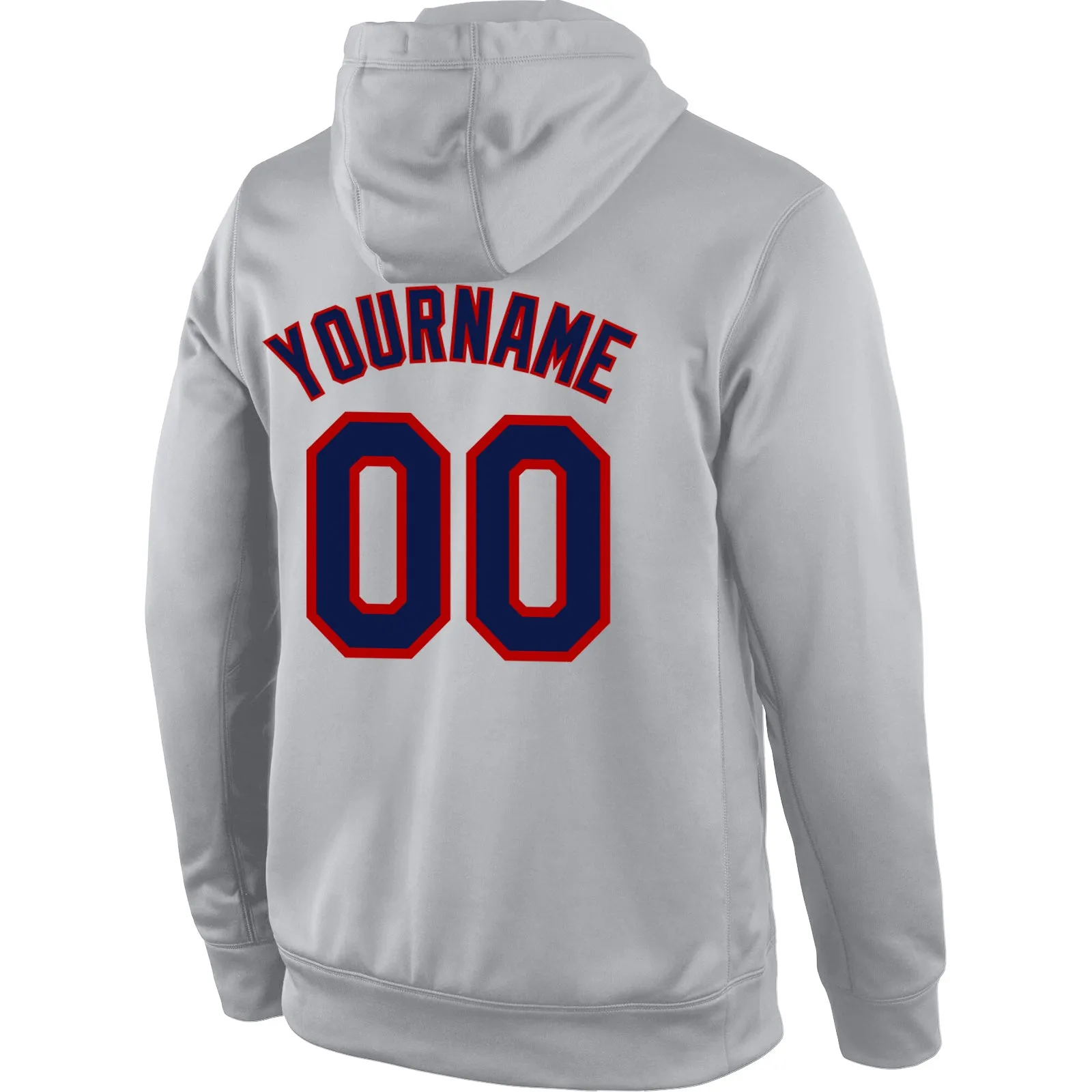 Custom Stitched Gray Navy-Red Sports Pullover Sweatshirt Hoodie