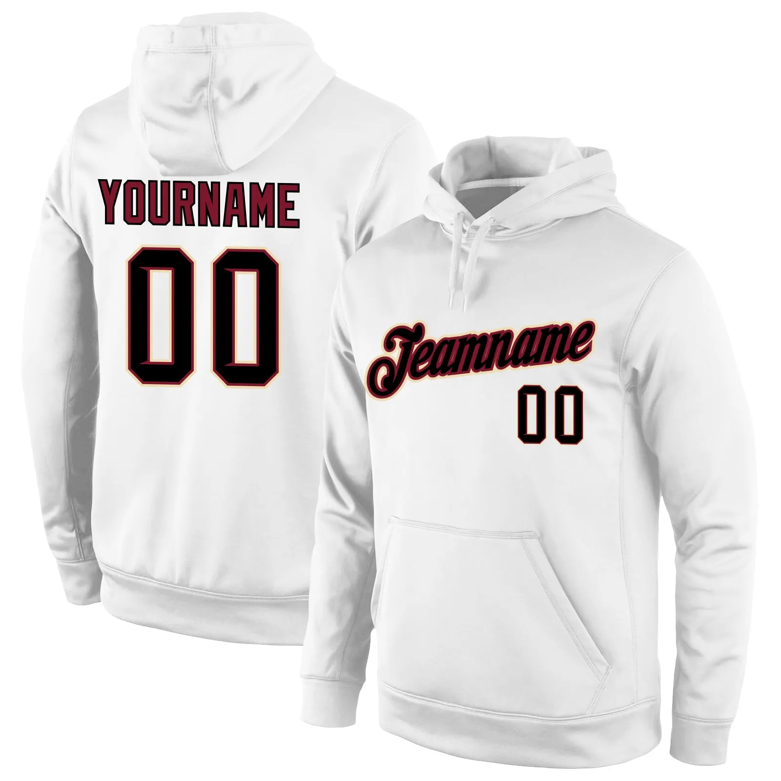 Custom Stitched White Black-Crimson Sports Pullover Sweatshirt Hoodie