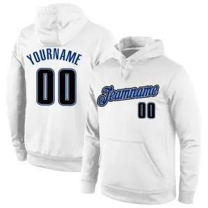 Custom Stitched White Black-Royal Sports Pullover Sweatshirt Hoodie