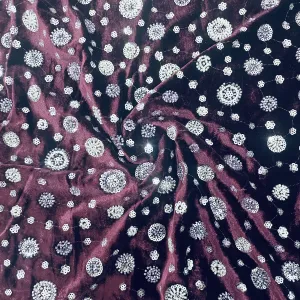 Dark Maroon Cutdana Sequins Embroidery Valvet Fabric 19703