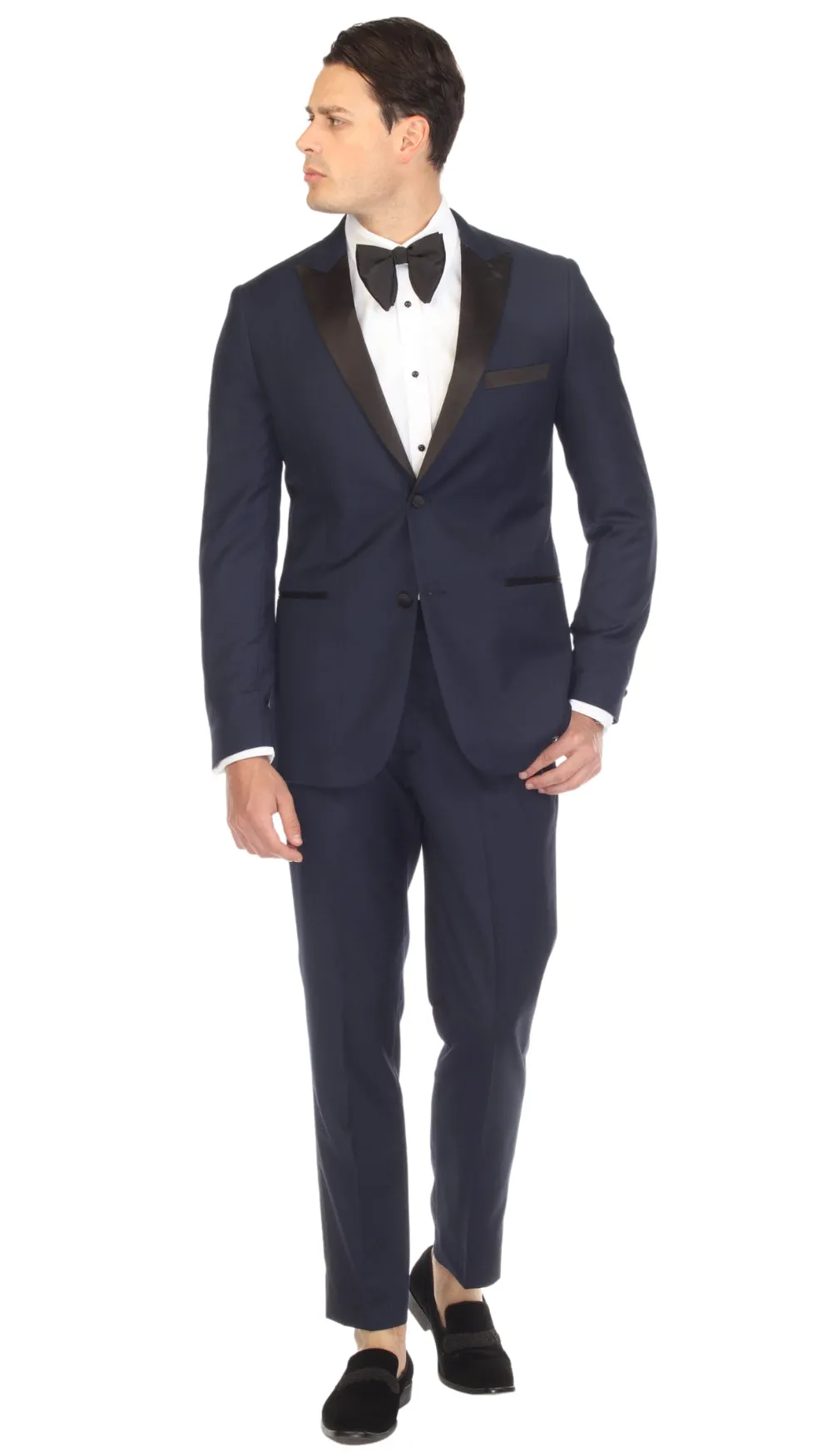 Debonair Navy Slim Fit Peak Lapel 2 Piece Tuxedo Suit Set