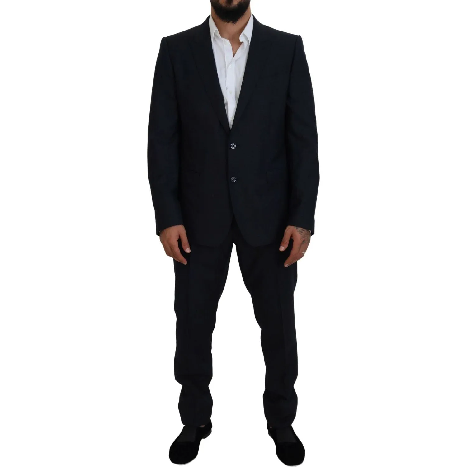 Dolce & Gabbana Elegant Blue Martini Wool-Silk Blend Suit