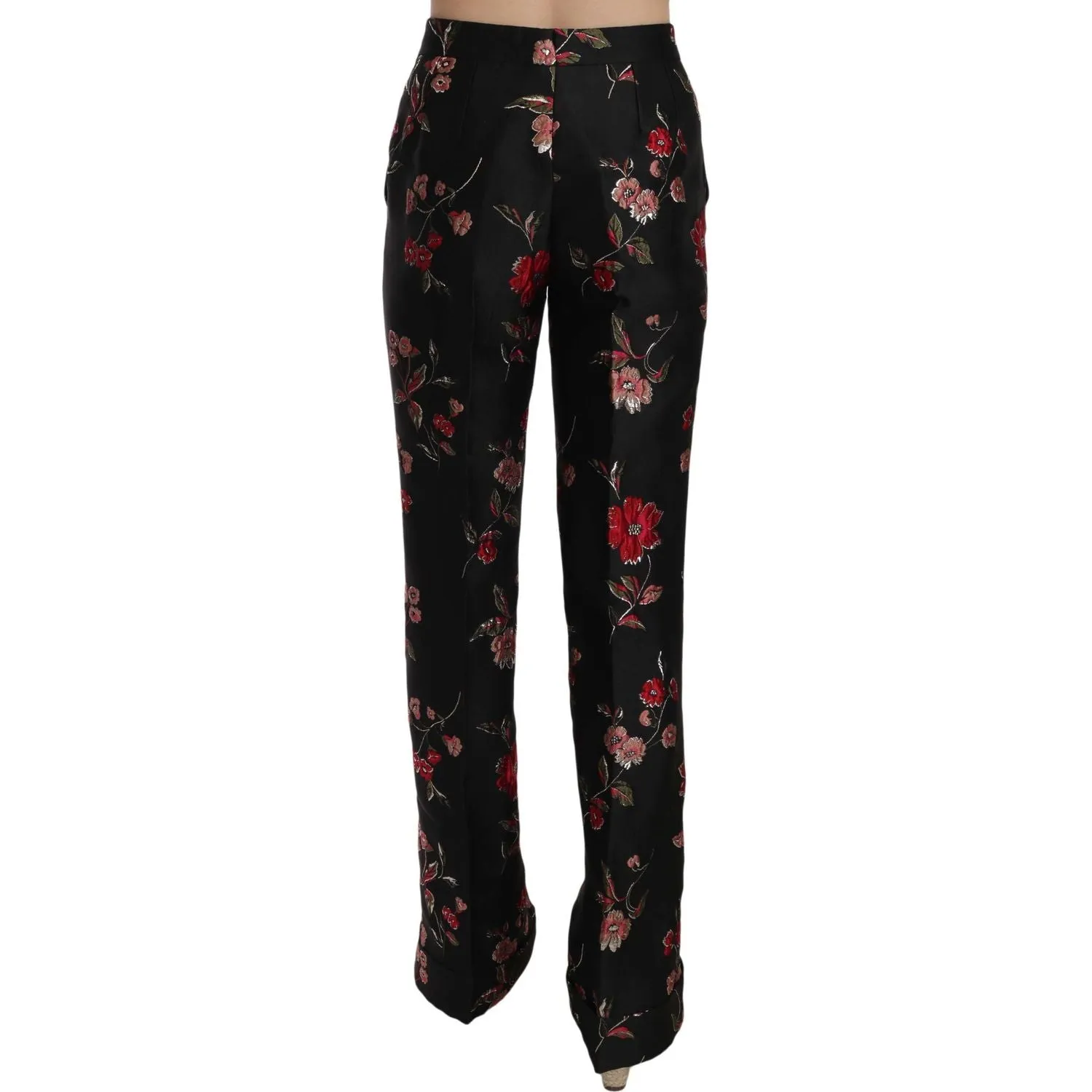 Dolce & Gabbana Elegant Floral Print Boot Cut Trousers