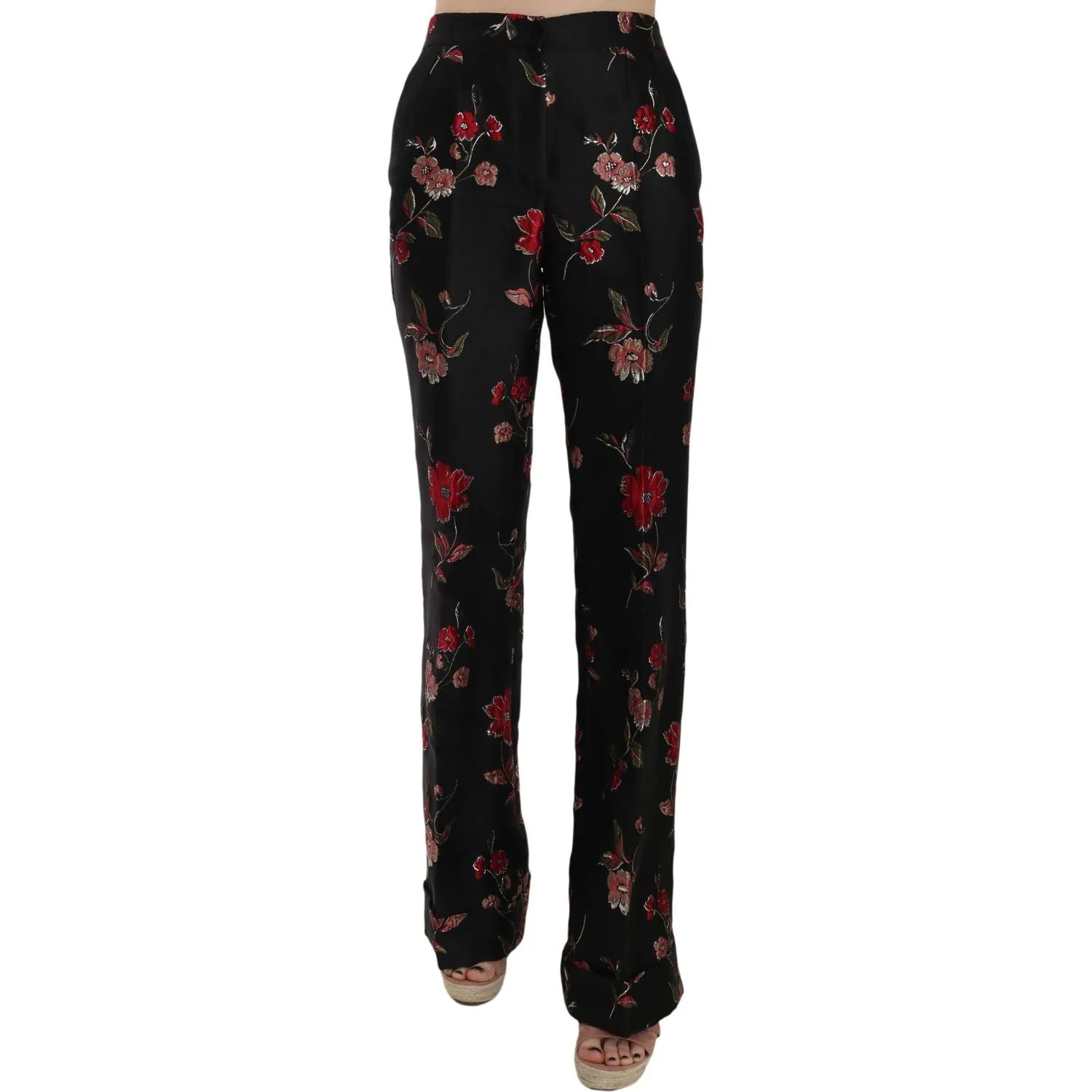 Dolce & Gabbana Elegant Floral Print Boot Cut Trousers